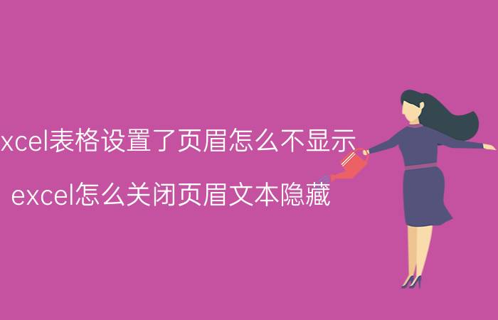 excel表格设置了页眉怎么不显示 excel怎么关闭页眉文本隐藏？